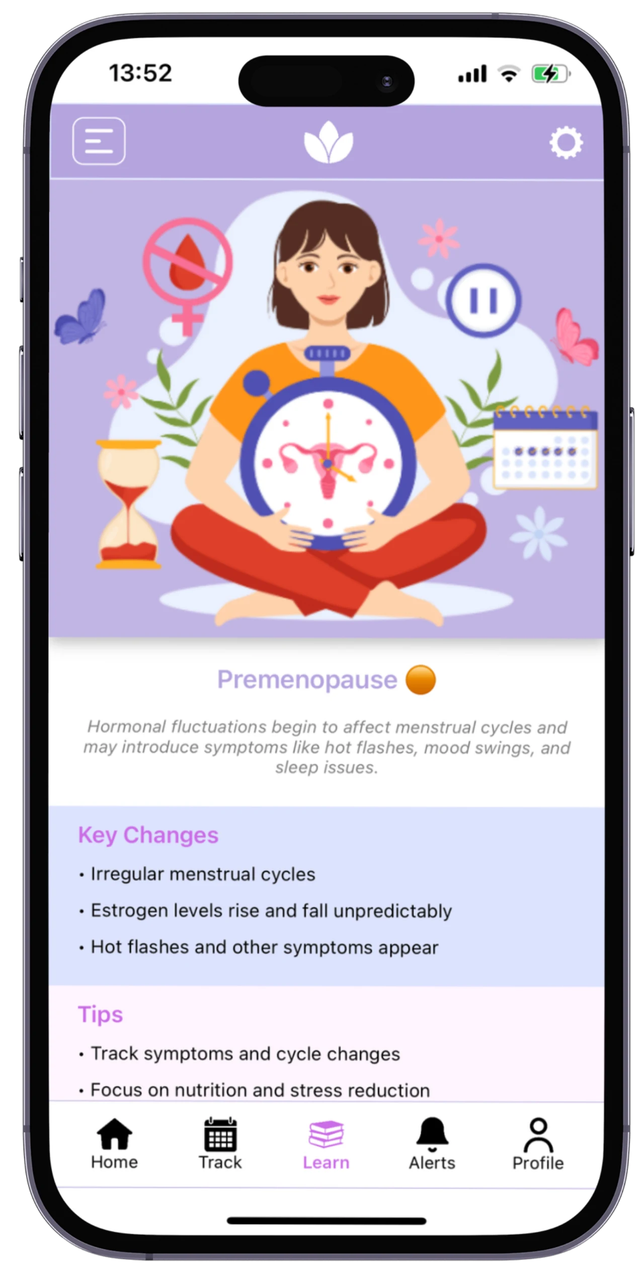 Menopause Tracking Screen